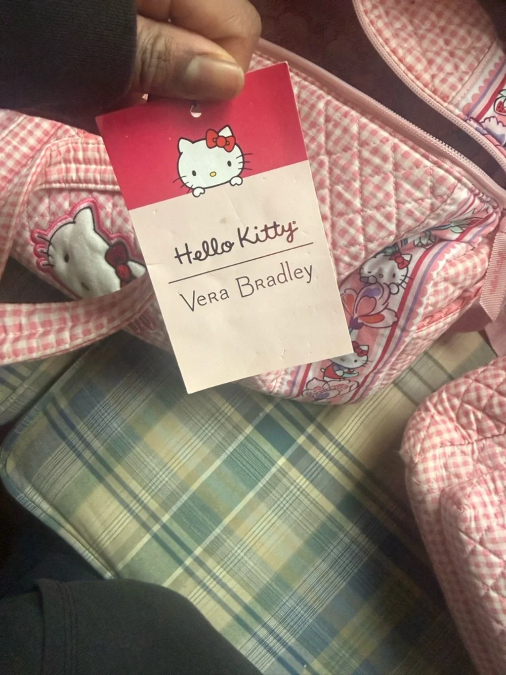 Hello Kitty Pink Gingham Kids Backpack and Duffel Set - Picture 4 of 5